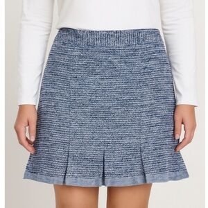 Nanette Lepore Tweed Skirt blue and gray pencil skirt with ruffle bottom SZ 8